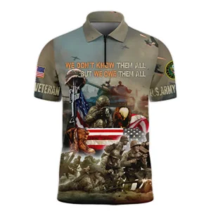 Veteran We Dont Know Them All But We Owe Them All U.S. Army Veterans All Over Prints Long Polo Shirt