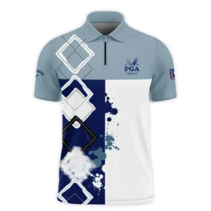 2024 PGA Championship Valhalla Callaway Blue White Brush Line Long Polo Shirt Style Classic Long Polo Shirt For Men