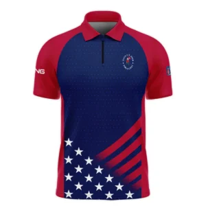 Ping 124th U.S. Open Pinehurst Star White Dark Blue Red Background Long Polo Shirt Style Classic Long Polo Shirt For Men