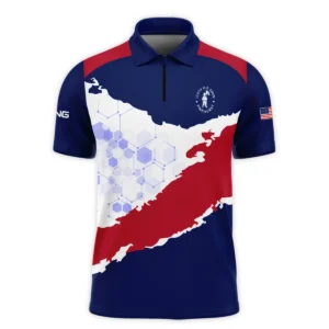 Ping 124th U.S. Open Pinehurst Red Dark Blue White Abstract Background Long Polo Shirt Style Classic