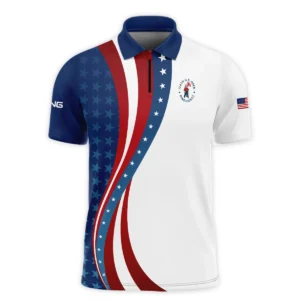 124th U.S. Open Pinehurst Blue Gradient Red White Star Ping Long Polo Shirt Style Classic