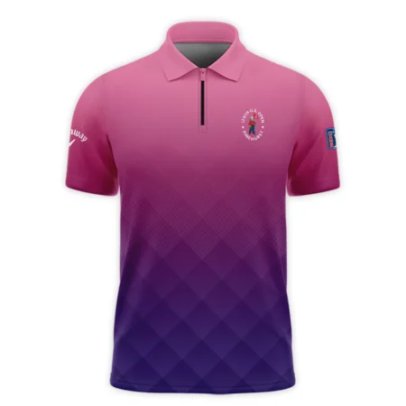 Callaway 124th U.S. Open Pinehurst Purple Pink Gradient Abstract Zipper Polo Shirt Style Classic