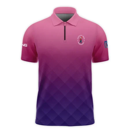 Ping 124th U.S. Open Pinehurst Purple Pink Gradient Abstract Zipper Polo Shirt Style Classic