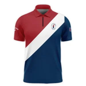 124th U.S. Open Pinehurst Callaway Blue Red White Background Long Polo Shirt Style Classic