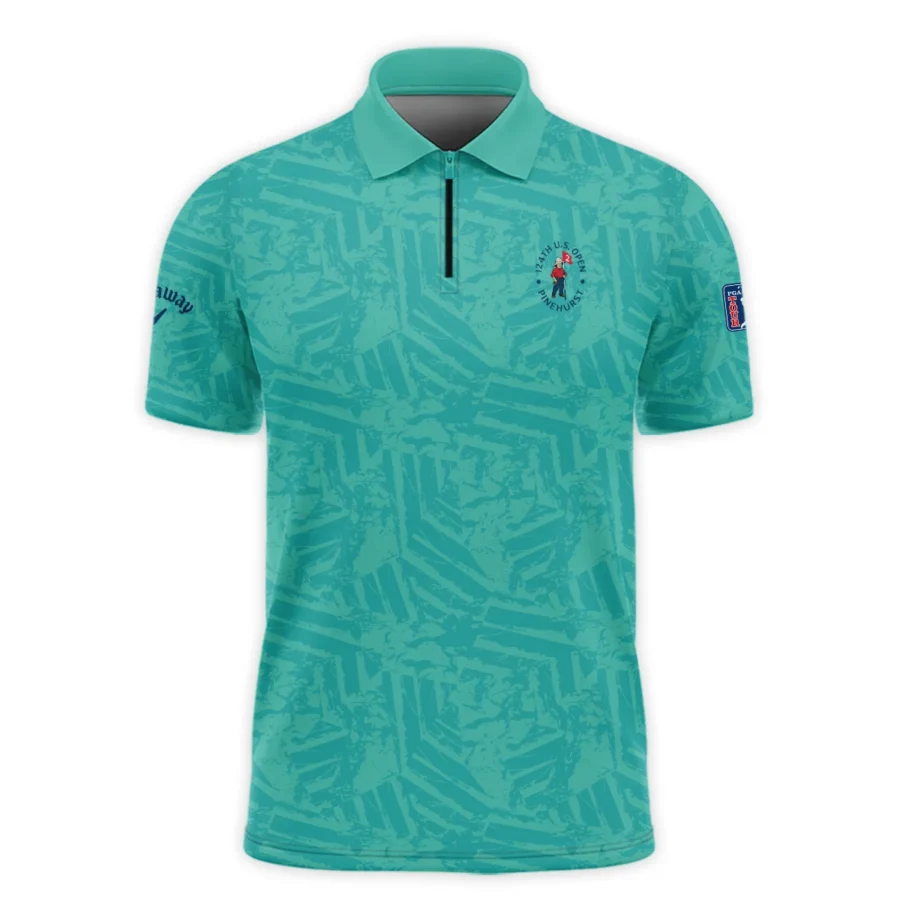 Moderate Cyan Abstract 124th U.S. Open Pinehurst Callaway Zipper Polo Shirt Style Classic