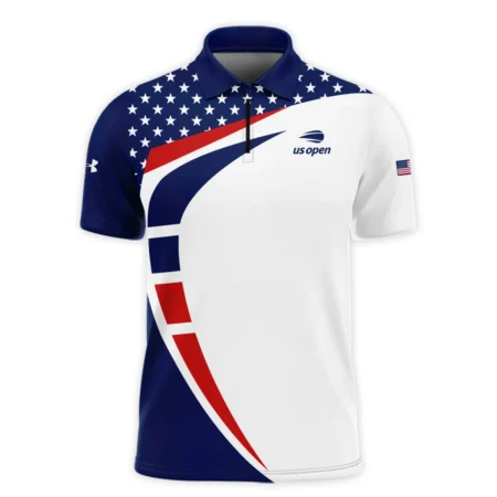 US Open Tennis Champions Blue Red Star White Under Armour Performance Zipper Polo Shirt