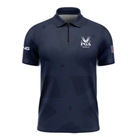 Golf Navy Color Star Pattern 2024 PGA Championship Valhalla Ping Zipper Polo Shirt Style Classic