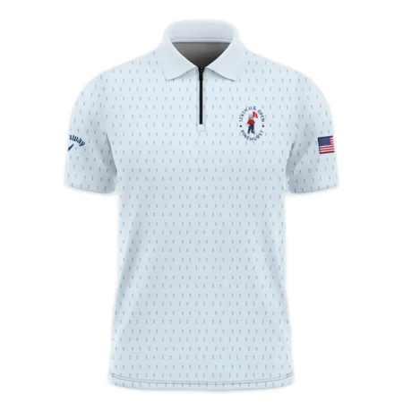 Golf Pattern Light Blue Cup 124th U.S. Open Pinehurst Callaway Zipper Polo Shirt Style Classic