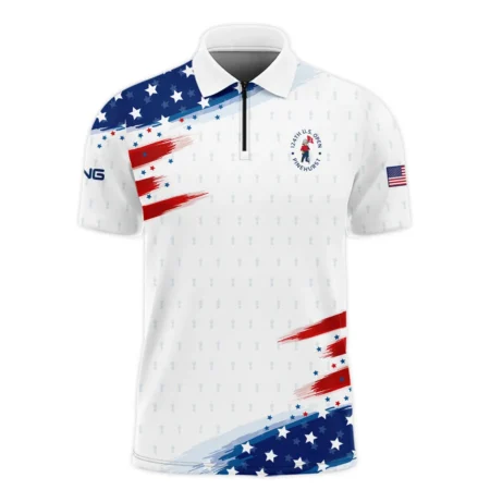 Golf Flag American Loves 124th U.S. Open Pinehurst Ping Zipper Polo Shirt Style Classic