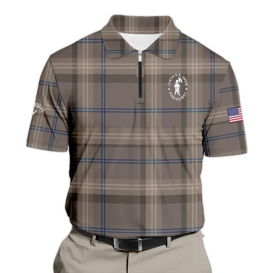 Golf Striped Polo Vintage Style 124th U.S. Open Pinehurst Callaway Zipper Polo Shirt Style Classic