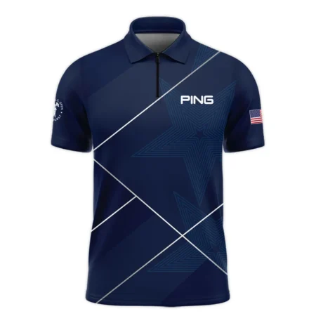 Golf Sport Pattern Blue Mix 124th U.S. Open Pinehurst Ping Zipper Polo Shirt Style Classic