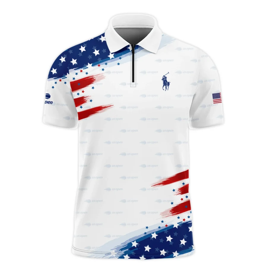 USA Flag US Open Tennis Champions Ralph Lauren Performance Zipper Polo Shirt