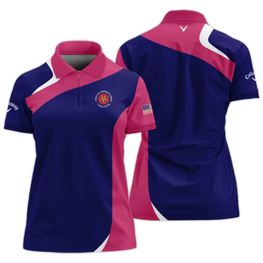 Callaway Blue Pink White 79th U.S. Women’s Open Lancaster Zipper Short Polo Shirt