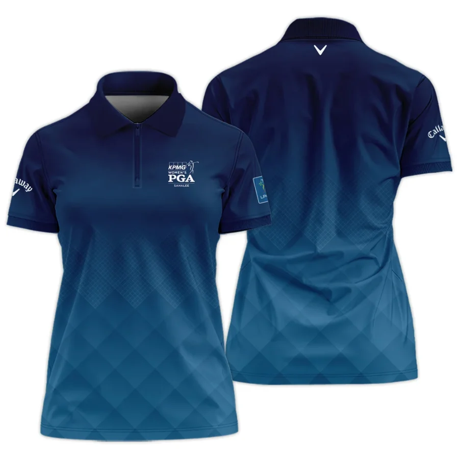 Callaway 2024 KPMG Women's PGA Championship Blue Diamond Abstract Zipper Short Polo Shirt