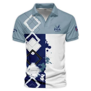 2024 PGA Championship Valhalla Callaway Blue White Brush Line Style Classic, Short Sleeve Round Neck Polo Shirt