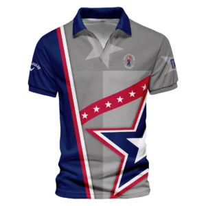 124th U.S. Open Pinehurst Callaway White Star Red Line Blue  Style Classic, Short Sleeve Round Neck Polo Shirt