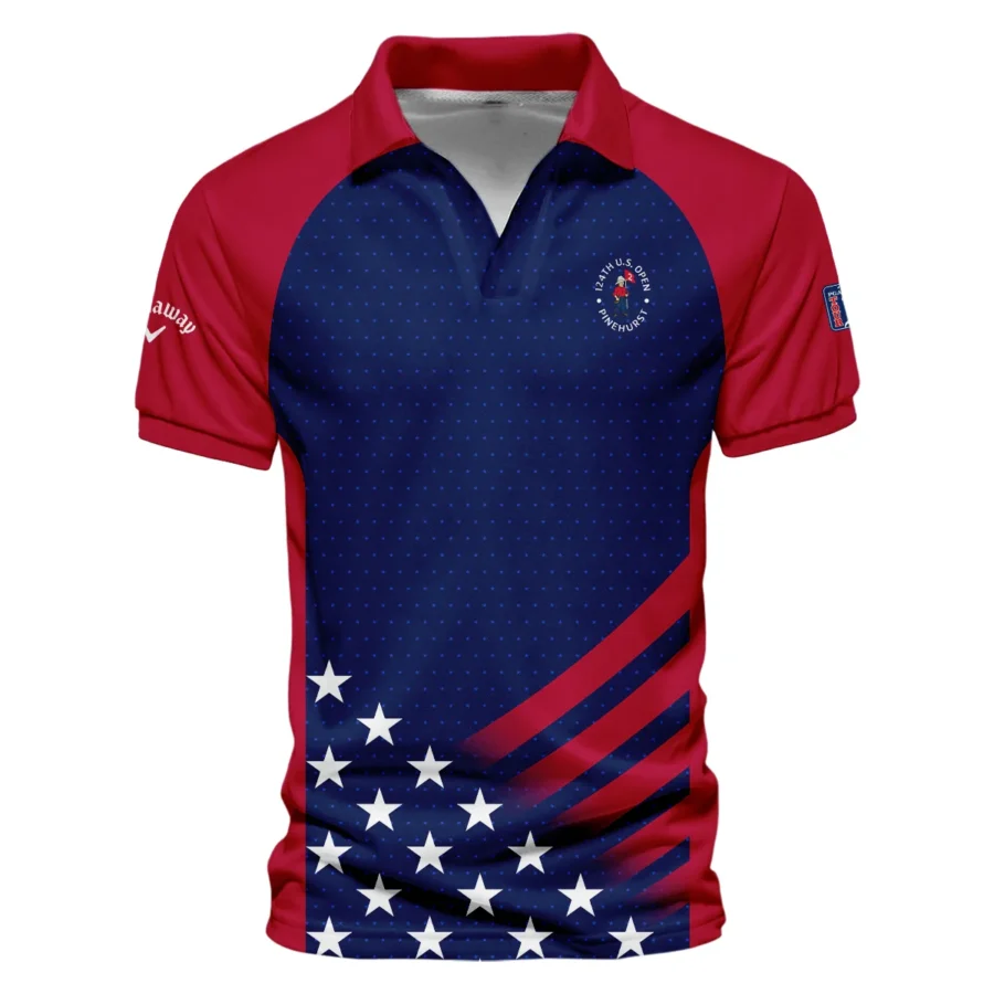 Callaway 124th U.S. Open Pinehurst Star White Dark Blue Red Background Vneck Polo Shirt Style Classic Polo Shirt For Men