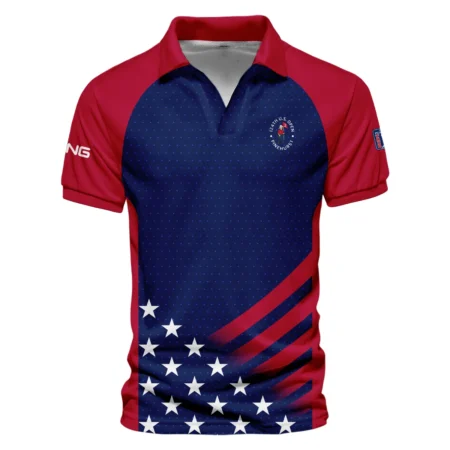 Ping 124th U.S. Open Pinehurst Star White Dark Blue Red Background Vneck Polo Shirt Style Classic Polo Shirt For Men