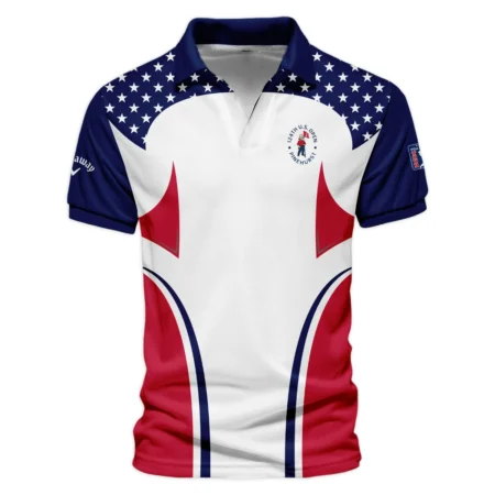 124th U.S. Open Pinehurst Callaway Stars White Dark Blue Red Line Vneck Polo Shirt Style Classic Polo Shirt For Men