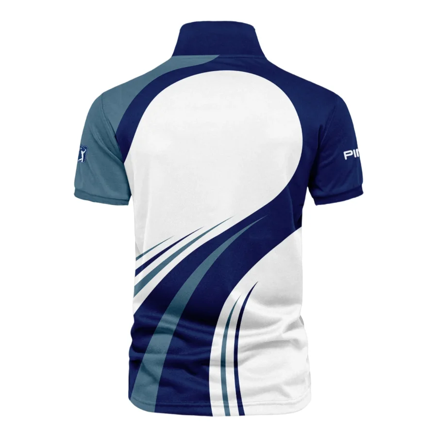 2024 PGA Championship Valhalla Golf Blue Wave Pattern Ping Vneck Polo Shirt Style Classic Polo Shirt For Men