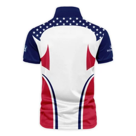124th U.S. Open Pinehurst Rolex Stars White Dark Blue Red Line Vneck Polo Shirt Style Classic Polo Shirt For Men