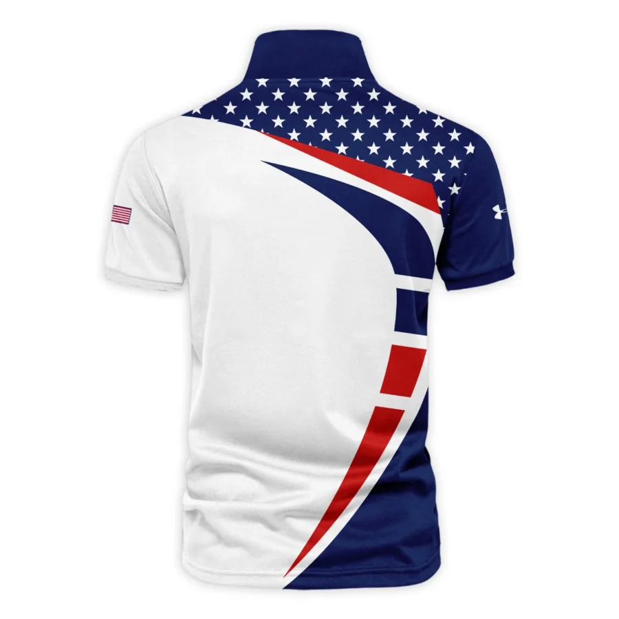 US Open Tennis Champions Blue Red Star White Under Armour Performance Vneck Polo Shirt