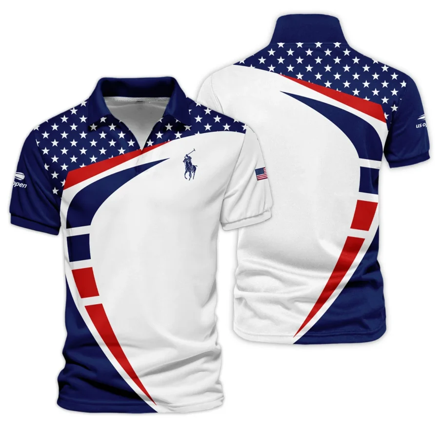 US Open Tennis Champions Blue Red Star White Ralph Lauren Performance Vneck Polo Shirt