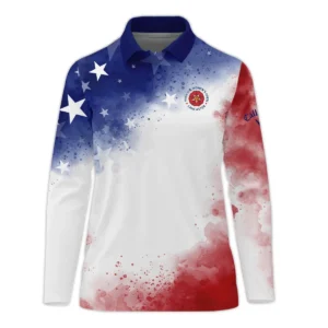 79th U.S. Women’s Open Lancaster Callaway Golf Blue Red Watercolor White Star Zipper Long Polo Shirt