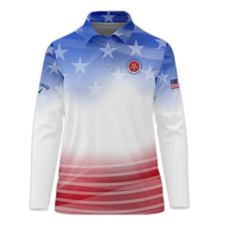 Star White Blue Red Background Callaway 79th U.S. Women’s Open Lancaster Zipper Long Polo Shirt