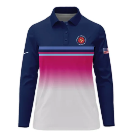 Dark Blue Pink White Line Nike 79th U.S. Women’s Open Lancaster Long Polo Shirt