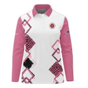 Nike 79th U.S. Women’s Open Lancaster Pink Leopard Pattern White Zipper Sleeveless Polo Shirt