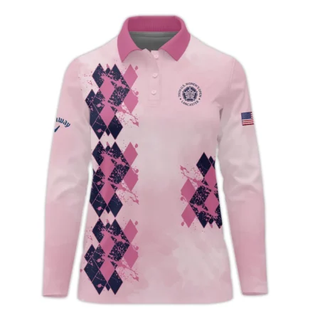 79th U.S. Women’s Open Lancaster Callaway Argyle Plaid Pink Blue Pattern Zipper Short Polo Shirt