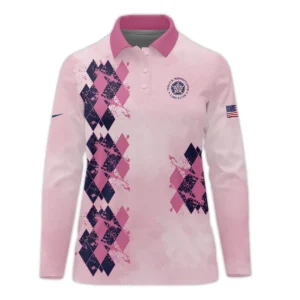 79th U.S. Women’s Open Lancaster Nike Argyle Plaid Pink Blue Pattern Zipper Long Polo Shirt