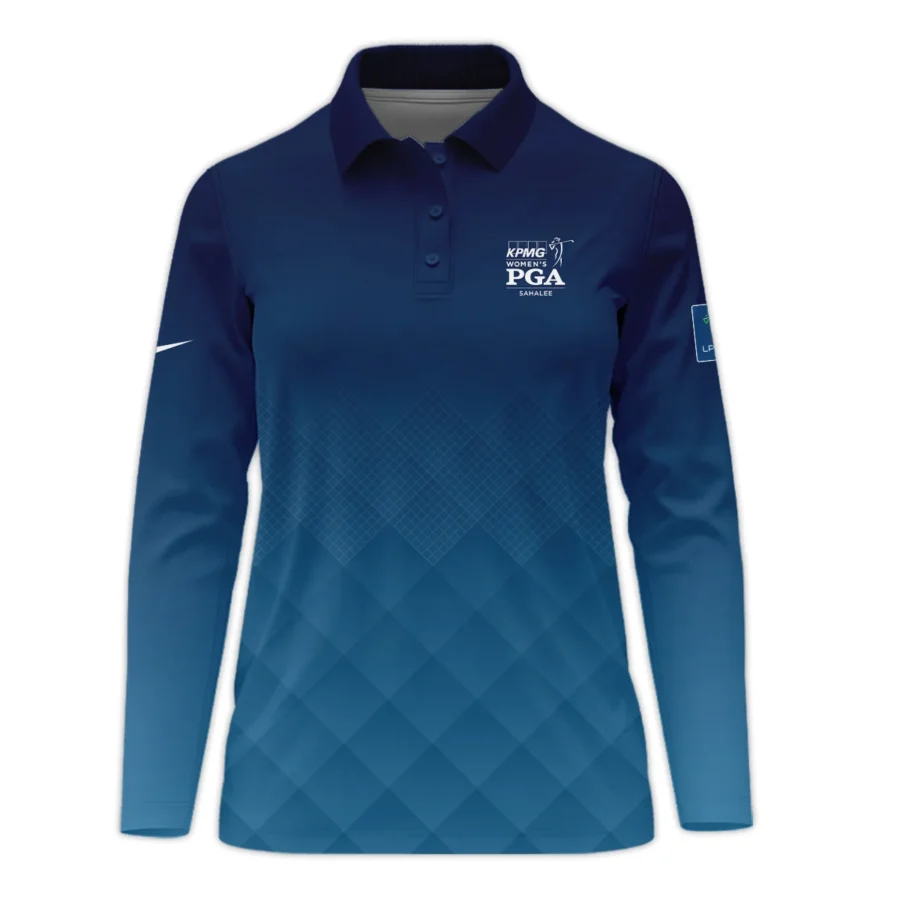 Nike 2024 KPMG Women's PGA Championship Blue Diamond Abstract Long Polo Shirt