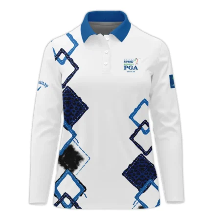 Callaway 2024 KPMG Women's PGA Championship Dark Blue Grunge Brush Pattern Background Long Polo Shirt