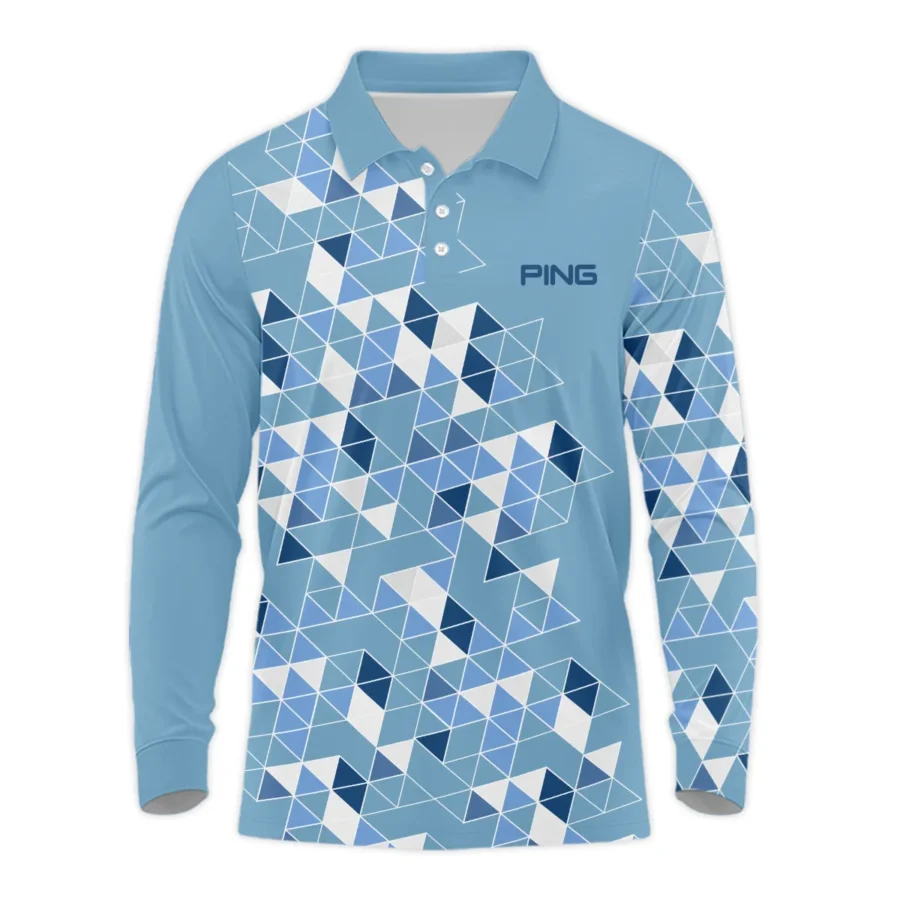 Golf Blue Geometric Mosaic Pattern 2024 PGA Championship Valhalla Ping Long Polo Shirt Style Classic