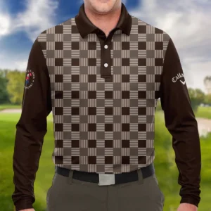 Golf Brown Square Pattern 124th U.S. Open Pinehurst Callaway Zipper Polo Shirt Style Classic