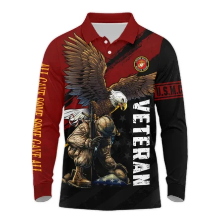 Veteran Eagle All Gave Some Some Gave All U.S. Marine Corps Veterans All Over Prints Long Polo Shirt