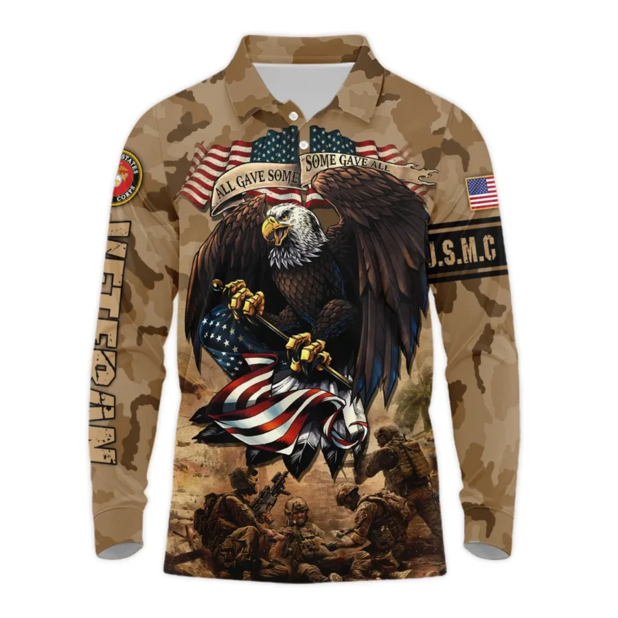 Veteran Camo Eagle All Gave Some Some Gave All U.S. Marine Corps Veterans All Over Prints Long Polo Shirt