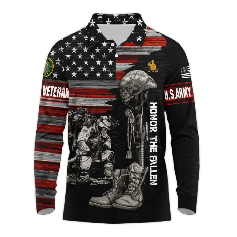 Veteran Honor The Fallen U.S. Army Veterans All Over Prints Long Polo Shirt