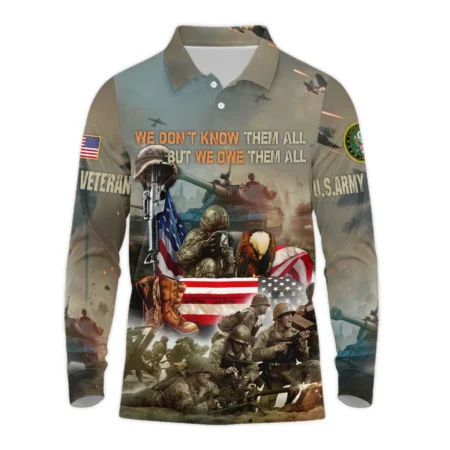 Veteran We Dont Know Them All But We Owe Them All U.S. Army Veterans All Over Prints Long Polo Shirt