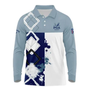 2024 PGA Championship Valhalla Callaway Blue White Brush Line Zipper Polo Shirt Style Classic Zipper Polo Shirt For Men