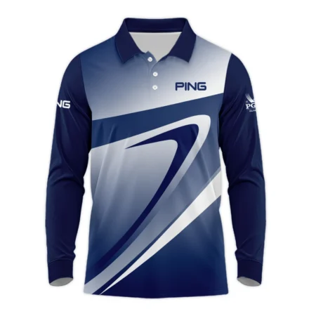 2024 PGA Championship Valhalla Dark Blue White Pattern Ping Long Polo Shirt Style Classic