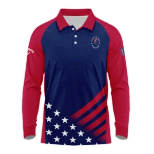 Callaway 124th U.S. Open Pinehurst Star White Dark Blue Red Background Zipper Polo Shirt Style Classic Zipper Polo Shirt For Men
