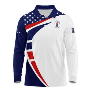 Blue Red Golf Pattern Star White 124th U.S. Open Pinehurst Rolex Zipper Polo Shirt Style Classic