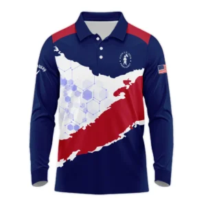 Callaway 124th U.S. Open Pinehurst Red Dark Blue White Abstract Background Zipper Polo Shirt Style Classic