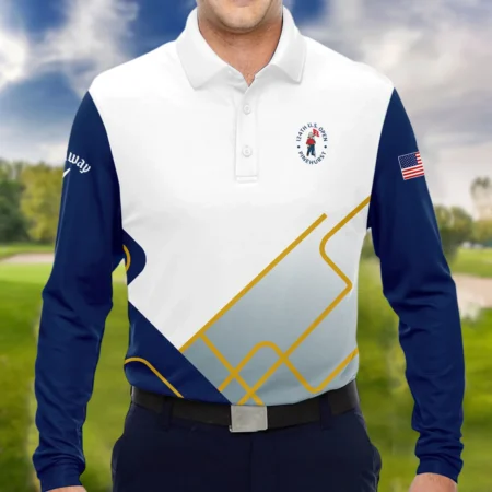 124th U.S. Open Pinehurst Blue Yellow Line White Callaway Long Polo Shirt Style Classic