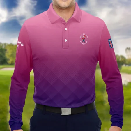 Callaway 124th U.S. Open Pinehurst Purple Pink Gradient Abstract Long Polo Shirt Style Classic