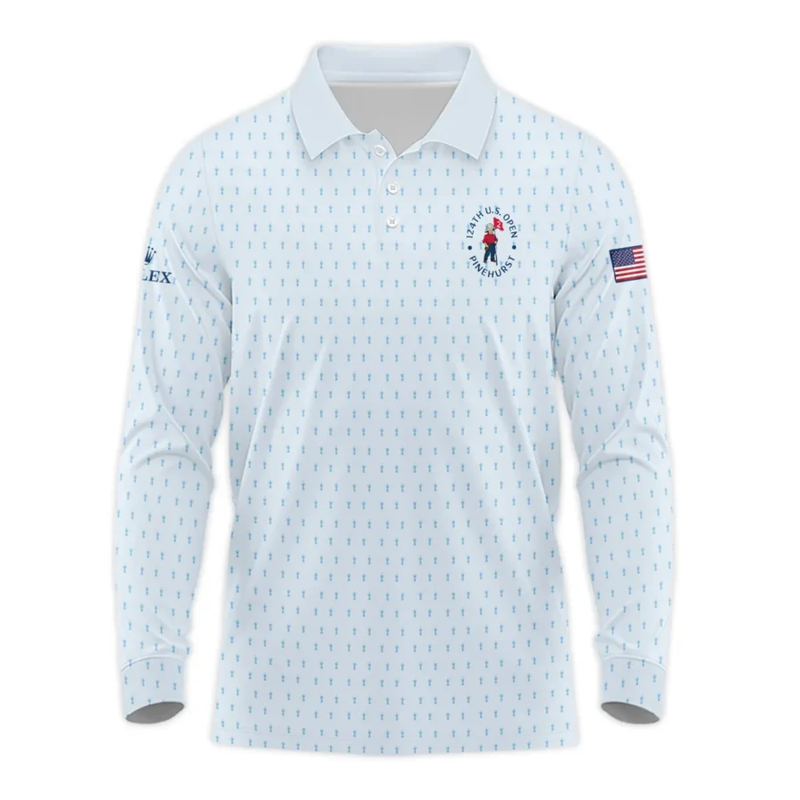 Golf Pattern Light Blue Cup 124th U.S. Open Pinehurst Rolex Long Polo Shirt Style Classic