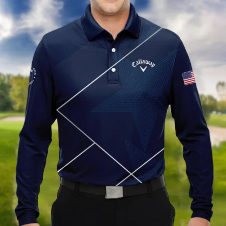 Golf Sport Pattern Blue Mix 124th U.S. Open Pinehurst Callaway Long Polo Shirt Style Classic